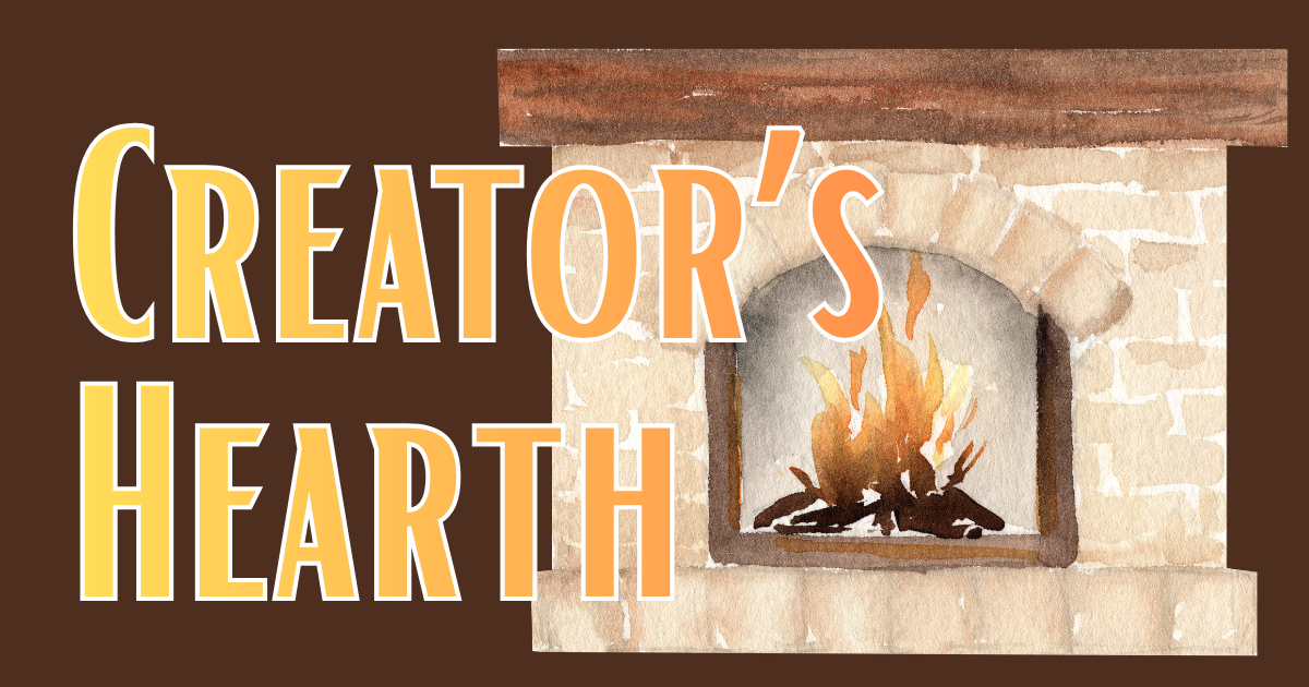 Creator's Hearth — a watercolor fireplace logo